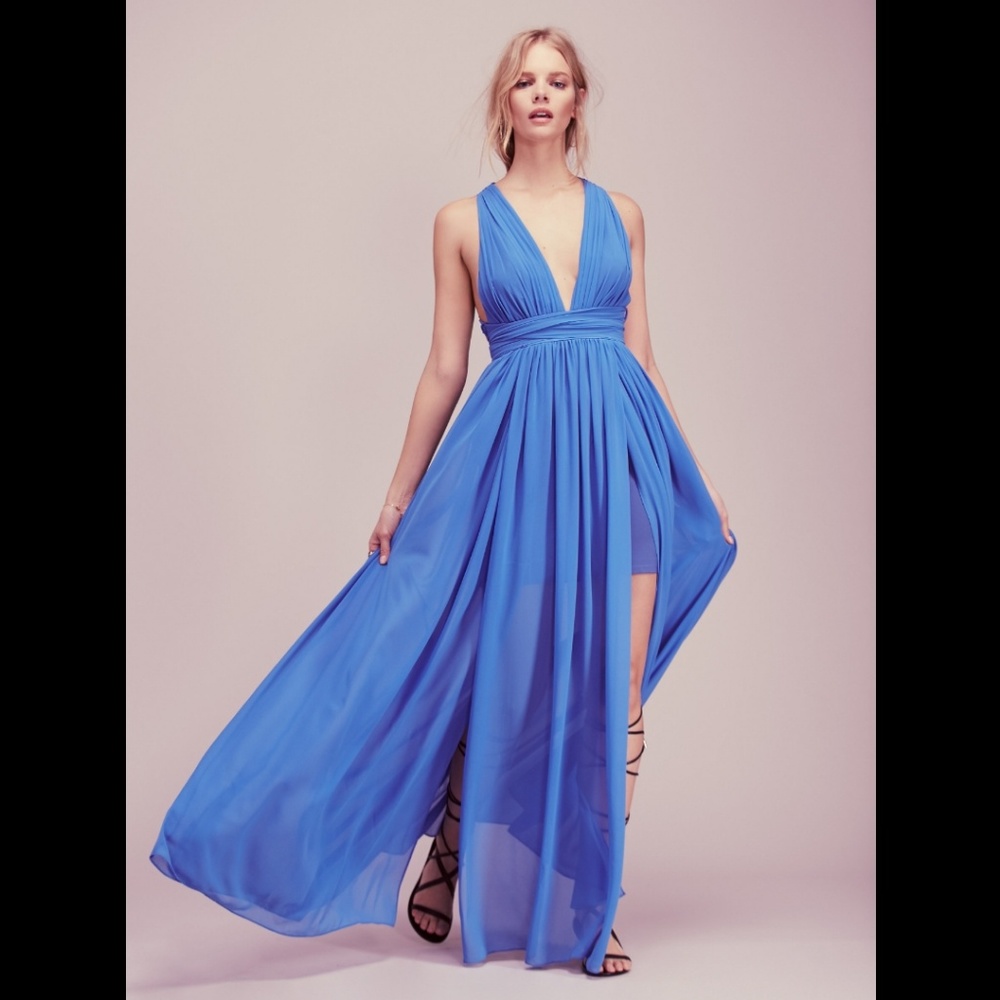 Free People Athea Drape Maxi Chiffon Dress